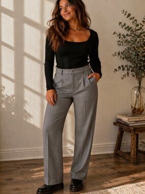 Guess Houndstooth Dress Pants Size M High Rise straight Leg Office Chic
